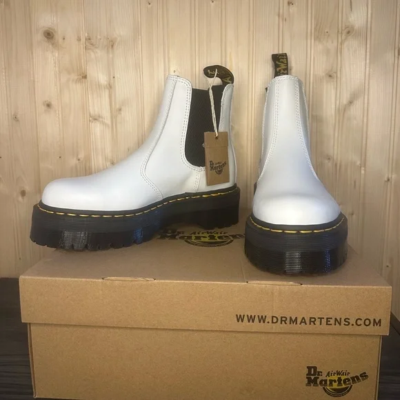 Dr. Martens 2976 White Platform Chelsea Boots - Picture 2 of 5
